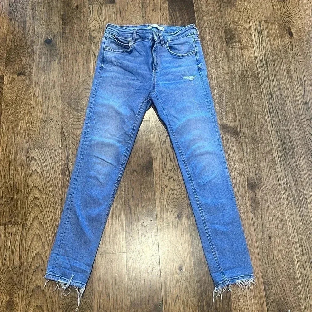 Zara Blue Distressed Skinny Jeans